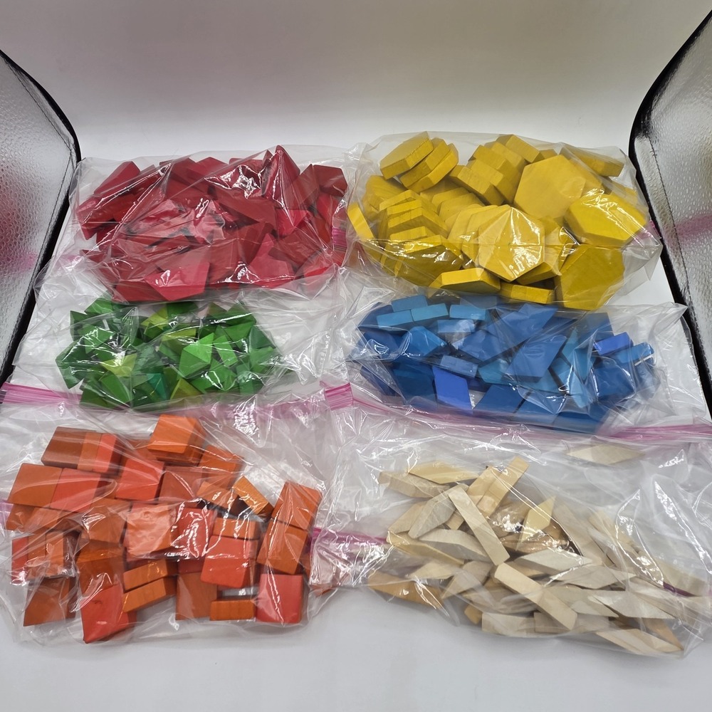Lot Of Geometric Wooden Tiles Multi Color Multi Shape